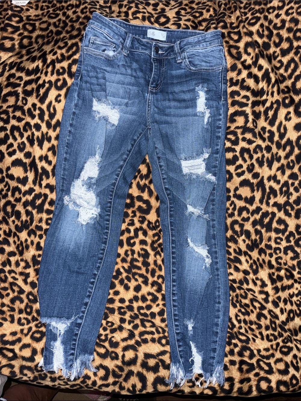 Cello Distressed Dark Blue Women's Skinny Jeans
